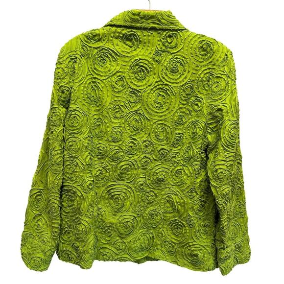 Vintage Laura Ashley Bright Green Jacket Size L Cotton Spandex Y2K Awesome - Picture 2 of 8